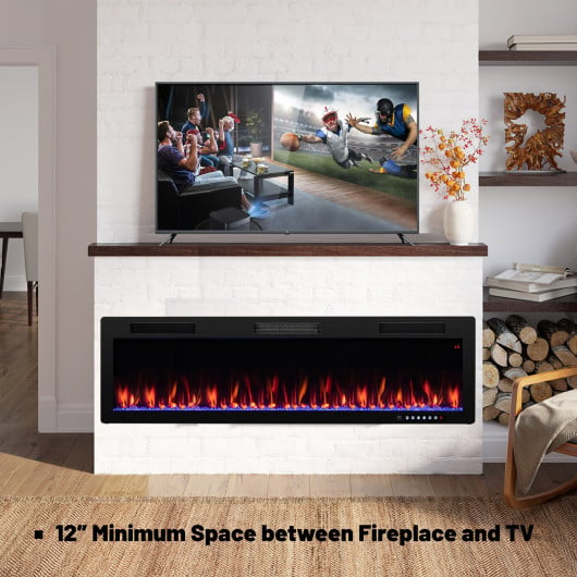 Appliances — Electric Fireplace 40/50/60 Inches Recessed and Wall Mounted for 2′ x 6′ Stud-60 inches