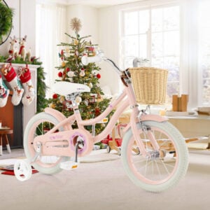14" Kid's Bike with Training Wheels and Adjustable Handlebar Seat-Pink