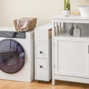 Slim Bathroom Cabinet Wooden Toilet Organizer with Deep Slide Out Drawers