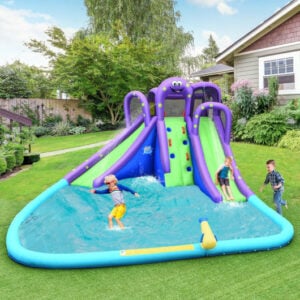 Inflatable Water and Sand Park Mighty Bounce House with Large Pool