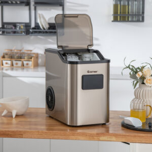 Countertop Nugget Ice Maker with 2 Ways Water Refill Self-Cleaning-Silver