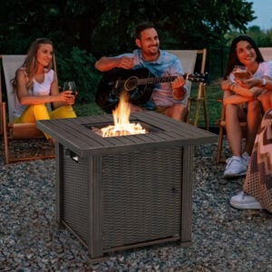 30 Inch 50000 BTU Square Propane Gas Fire Pit Table with Table Cover