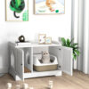 Wooden Cat House with Scratching Pad and Adjustable Divider-White