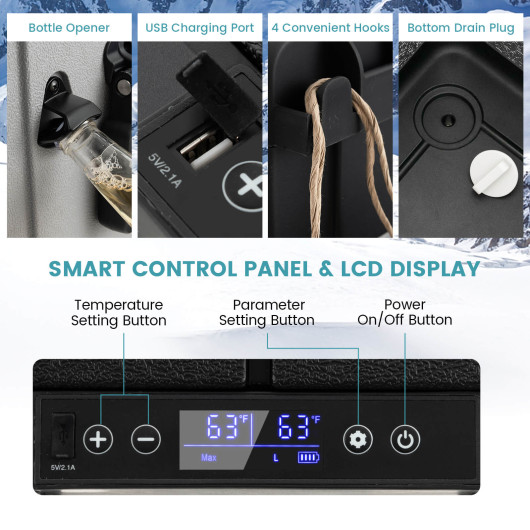 40 Quart Car Refrigerator with 12/24V DC and 110-240V AC Dual Zone-Black & Gray