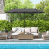 13 Feet Double-Sided Patio Twin Table Umbrella with Crank Handle-Gray