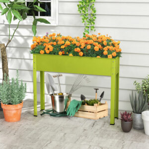 Metal Raised Garden Bed with Legs and Drainage Hole-40 x 11 x 31.5 inches
