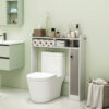Bathroom Over the Toilet Floor Storage Organizer with Adjustable Shelves-White