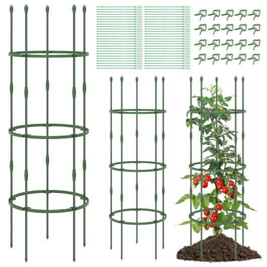 3-Pack Garden Trellis 40"/60" Tall Plant Support Stands with Clips and Ties-M