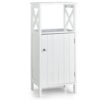 Bathroom Floor Cabinet with X-Frame and Adjustable Shelf
