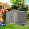 8 x 6 Feet Galvanized Steel Storage Shed for Garden Yard-Gray
