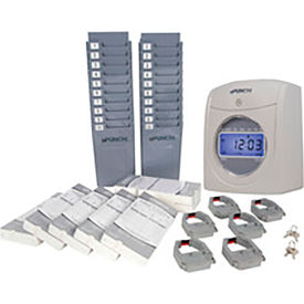 uPunch™ Electronic Time Clock w/ 350 Time Cards 6 Ribbons 4 Keys & 2 Racks White & Gray