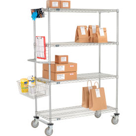 Nexelate® Curbside Wire Truck w/4 Shelves & Polyurethane Casters 42""L x 21""W x 69""H
