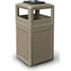 PolyTec™  Square Waste Container with Ashtray Lid Beige 42-Gallon