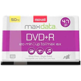 Maxell DVD Recordable Media MAX639013 DVD-R Media 16x Speed 4.70 GB Capcity