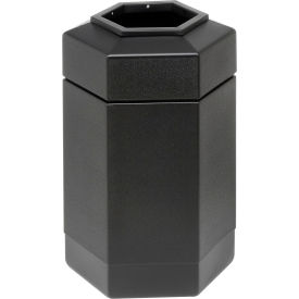 PolyTec™ Open Top Hex Waste Container Black 30-Gallon