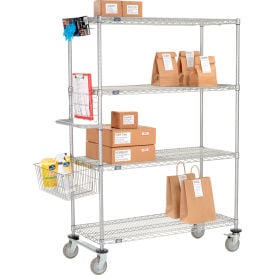 Nexelate® Curbside Wire Truck w/4 Shelves & Polyurethane Casters 42""L x 24""W x 69""H