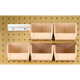Quantum HNS220 Hang & Stack Bins w/Two 12"" Rails Six Bins 4-1/8""W x 7-3/8""L x 3""H Ivory