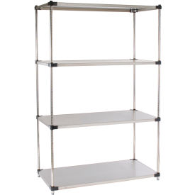 Nexel® 4 Shelf Stainless Steel Solid Shelving Unit Starter 36""W x 24""D x 63""H