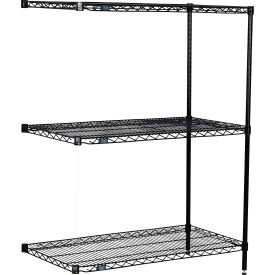 Nexel® 3 Shelf Black Epoxy Wire Shelving Unit Add On 72""W x 21""D x 34""H