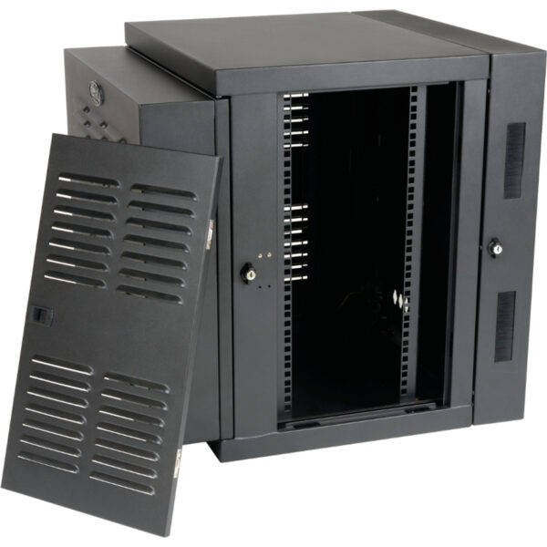 Tripp Lite by Eaton SmartRack 12U Switch-Depth Wall-Mount Small Rack Enclosure for Harsh Environments Hinged Back 230V