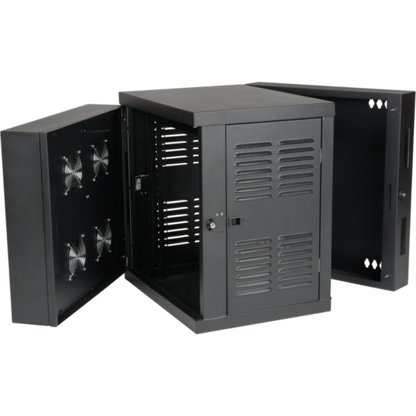 Tripp Lite by Eaton SmartRack 12U Switch-Depth Wall-Mount Small Rack Enclosure for Harsh Environments Hinged Back 230V