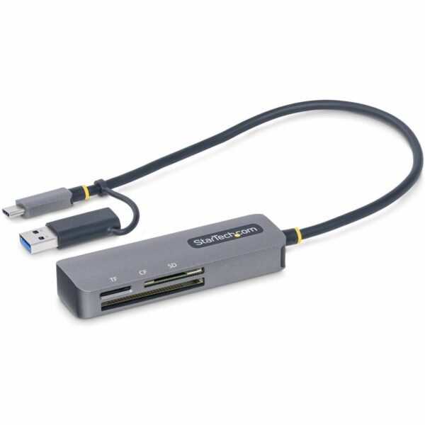 Flash Devices — StarTech.com USB 3.0 Multi-Media Memory Card Reader, SD/microSD/CompactFlash, USB-C 5Gbps External Card Reader with Attached USB-A Adapter
