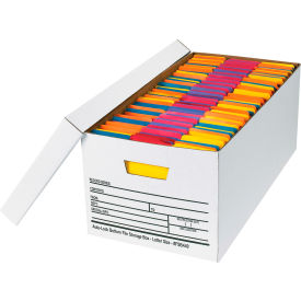 Global Industrial™ Auto Lock File Storage Boxes w/ Lid 24""L x 12""W x 10""H White
