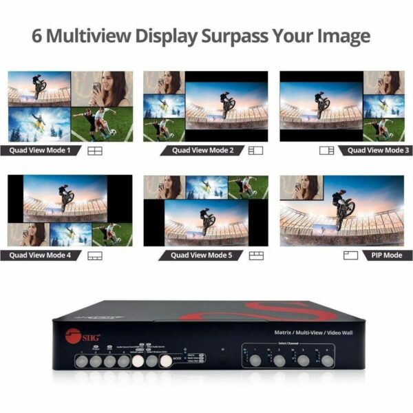 SIIG AVPRO 4x4 HDMI 4K60Hz Matrix with Quad-Viewer & VideoWall