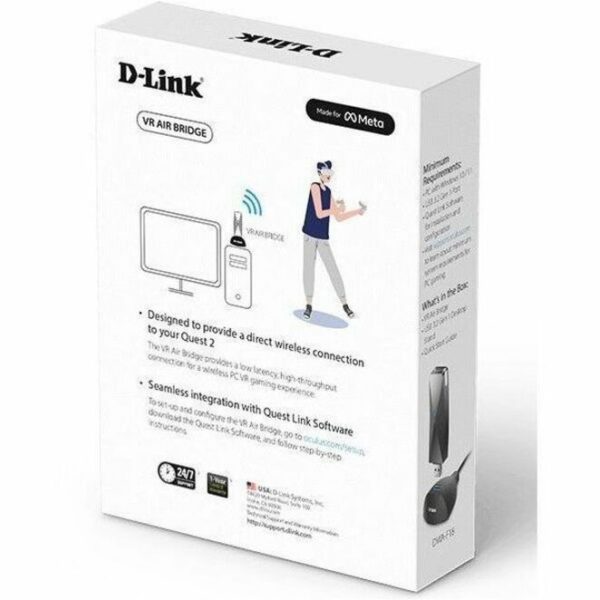 D-Link VR Air Bridge DWA-F18 IEEE 802.11 a/b/g/n/ac/ax Wi-Fi Adapter for Computer