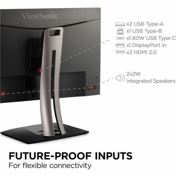 ViewSonic VP275-4K 27 Inch IPS 4K UHD Monitor Designed for Surface with advanced ergonomics, ColorPro 100% sRGB, 60W USB C, HDMI and DisplayPort inputs or Home and Office