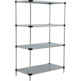 Nexel® 4 Shelf Galvanized Steel Solid Shelving Unit Starter 72""W x 18""D x 54""H