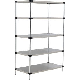 Nexel® 5 Shelf Stainless Steel Solid Shelving Unit Starter 36""W x 18""D x 86""H