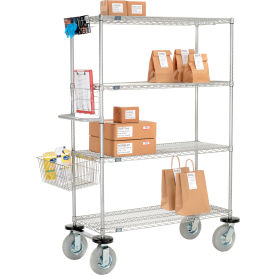 Nexelate® Curbside Wire Truck w/4 Shelves & Pneumatic Casters 30""L x 21""W x 72""H