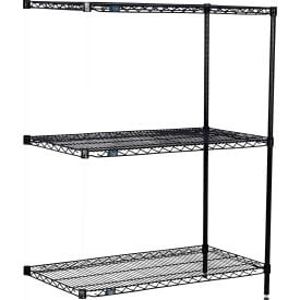 Nexel® 3 Shelf Black Epoxy Wire Shelving Unit Add On 24""W x 18""D x 34""H