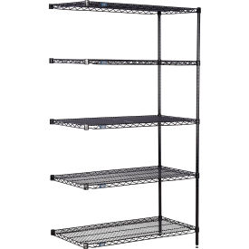 Nexel® 5 Shelf Black Epoxy Wire Shelving Unit Add On 60""W x 14""D x 74""H