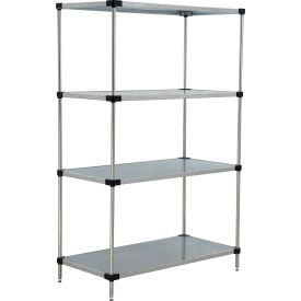 Nexel® 4 Shelf Galvanized Steel Solid Shelving Unit Starter 24""W x 24""D x 74""H