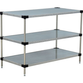 Nexel® 3 Shelf Galvanized Steel Solid Shelving Unit Starter 42""W x 18""D x 34""H