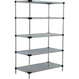 Nexel® 5 Shelf Galvanized Steel Solid Shelving Unit Starter 54""W x 18""D x 74""H