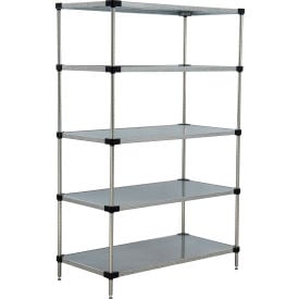 Nexel® 5 Shelf Galvanized Steel Solid Shelving Unit Starter 60""W x 24""D x 86""H
