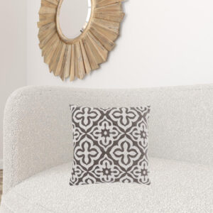 18" X 18" Taupe Polyester Geometric Zippered Pillow