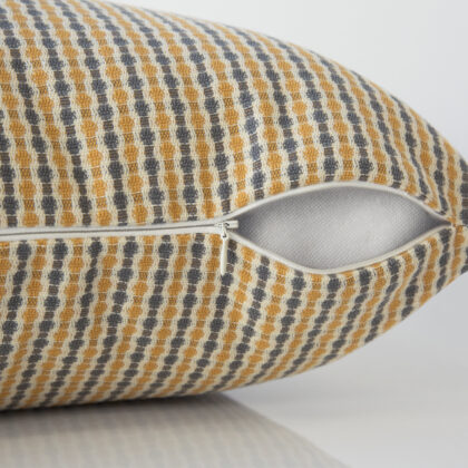 18" X 18" Gray and Gold Polyester Striped Zippered Pillow