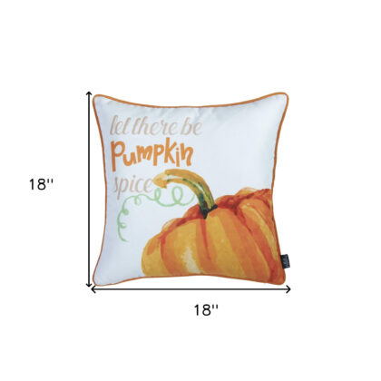 Set Of Four 18" Orange And White Pumpkin Spice Throw Pillow Covers