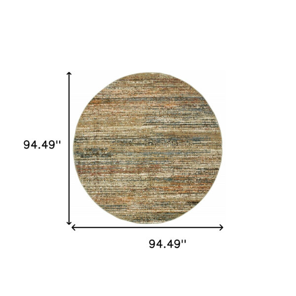 7' Round Gold And Green Abstract Area Rug