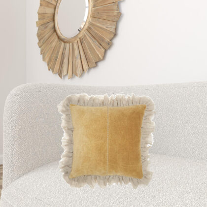 Wide Tasseled Marble Yellow Throw Pillow