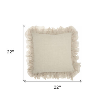 Wide Tasseled Marble Yellow Throw Pillow