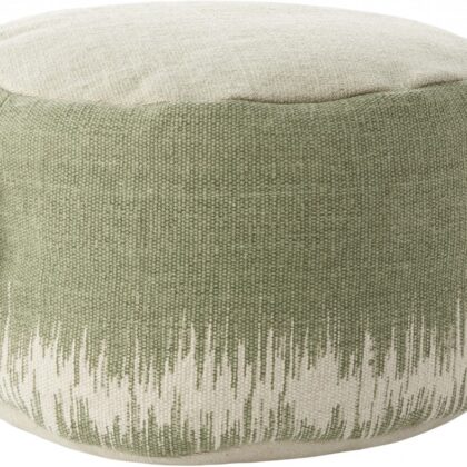 20"  Sage Green Abstract Round Pouf Ottoman