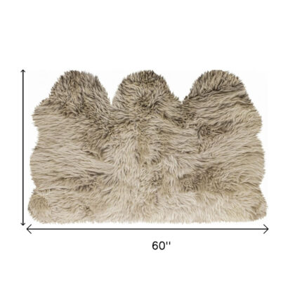 3' X 5' Taupe Natural Sheepskin Area Rug