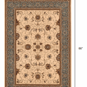 4’ x 6’ Cream and Blue Traditional Area Rug