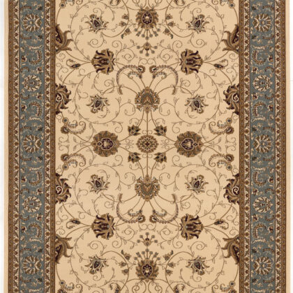 4’ x 6’ Cream and Blue Traditional Area Rug