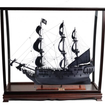 39" Black Black Pearl Pirate Table Top Display Boat Hand Painted Decorative Boat